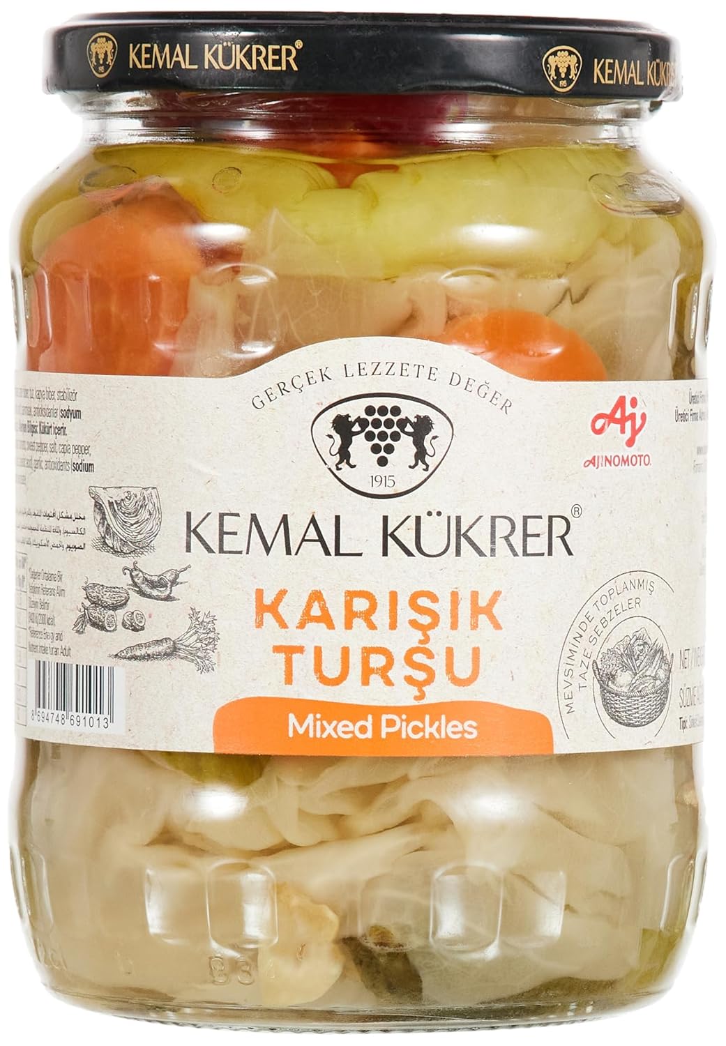 Kemal Kükrer Karışık Turşu Cam Kavanoz 650 gr