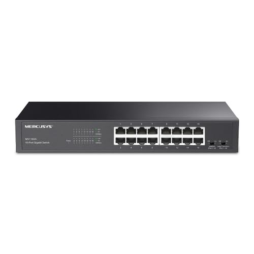 Mercusys MS116GS; 16-Port Gigabit Portlu, Metal Kasalı, QoS Özellikli, Kurulum Gerektirmeyen Tak ve Çalıştır Özellikli Switch