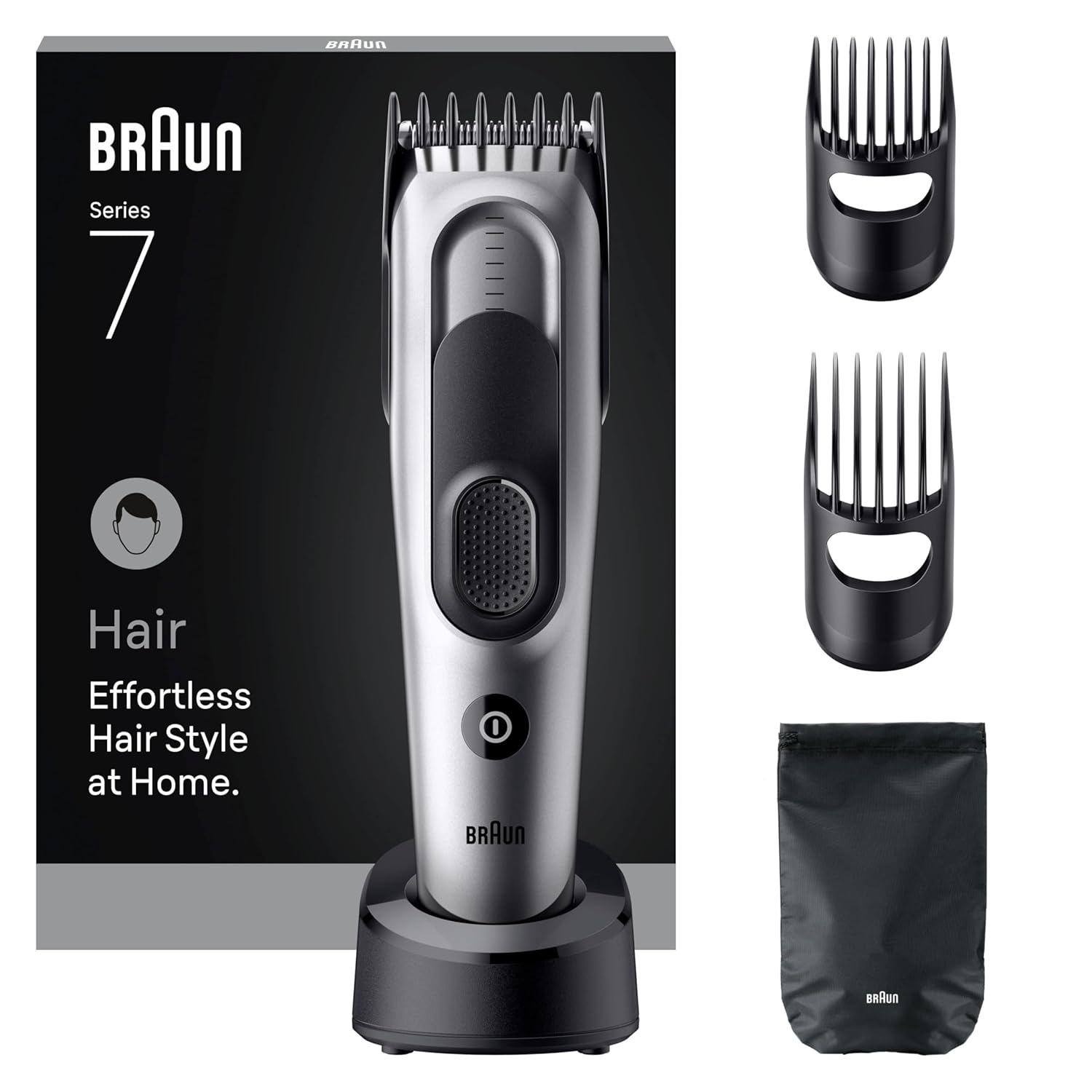 Braun Saç Kesme Makinesi Series 7, +5 Aksesuar, Ömür Boyu Keskin Bıçak, 17 Uzunluk, HC7590