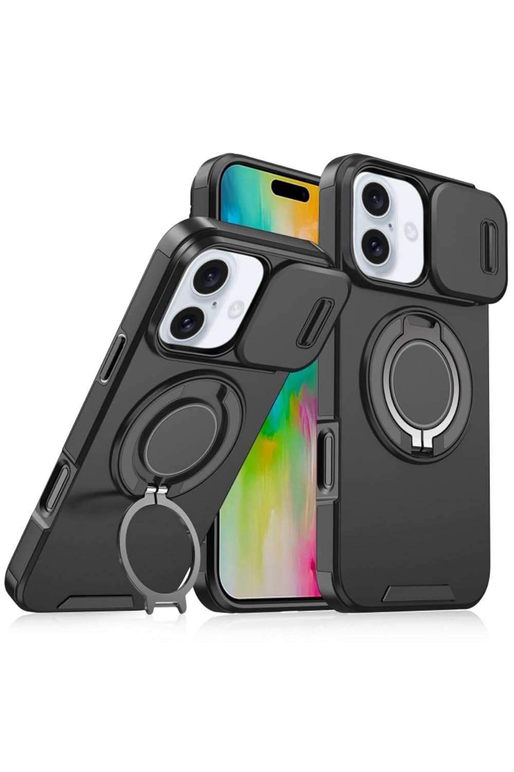 Deppo Trend iPhone 16 için Magsafe ile Uyumlu Kılıf Kamera Korumalı Sürgülü 360 Derece Dönebilen Stand Darbelere Karşı Dayanıklı Renkli Tank Kapak