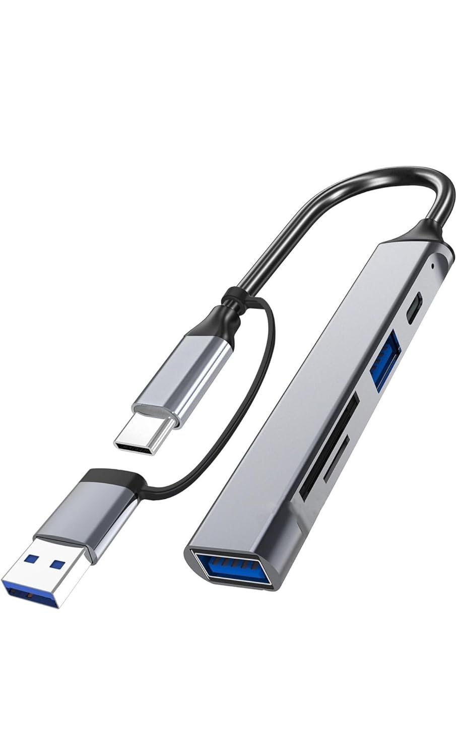 Çok Fonksiyonlu USB Hub, Tip-C ve USB Bağlantı Noktaları, Kompakt Tasarım SD-TF Kart Okuyuculu 5 in 1