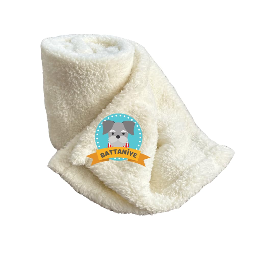 Beylini Kedi Köpek Battaniyesi Premium Peluş Evcil Hayvan Uyku Battaniyesi Yıkanabilir Krem (60x80)