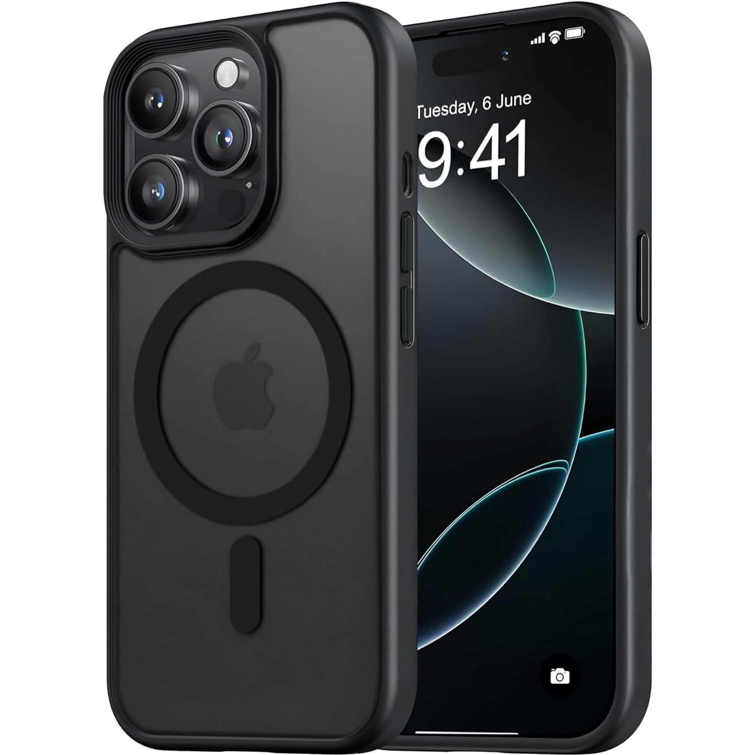 Minesk iPhone 13 ve 14 için Magsafe ile Uyumlu Fusion Mat Serisi Kaliteli Orijinal Versiyon Kılıf Metal Tuş Takımı ve Ultra Güçlü Gerçek Mıknatıslar Şık Tasarım Kılıf (Siyah, 13-14)