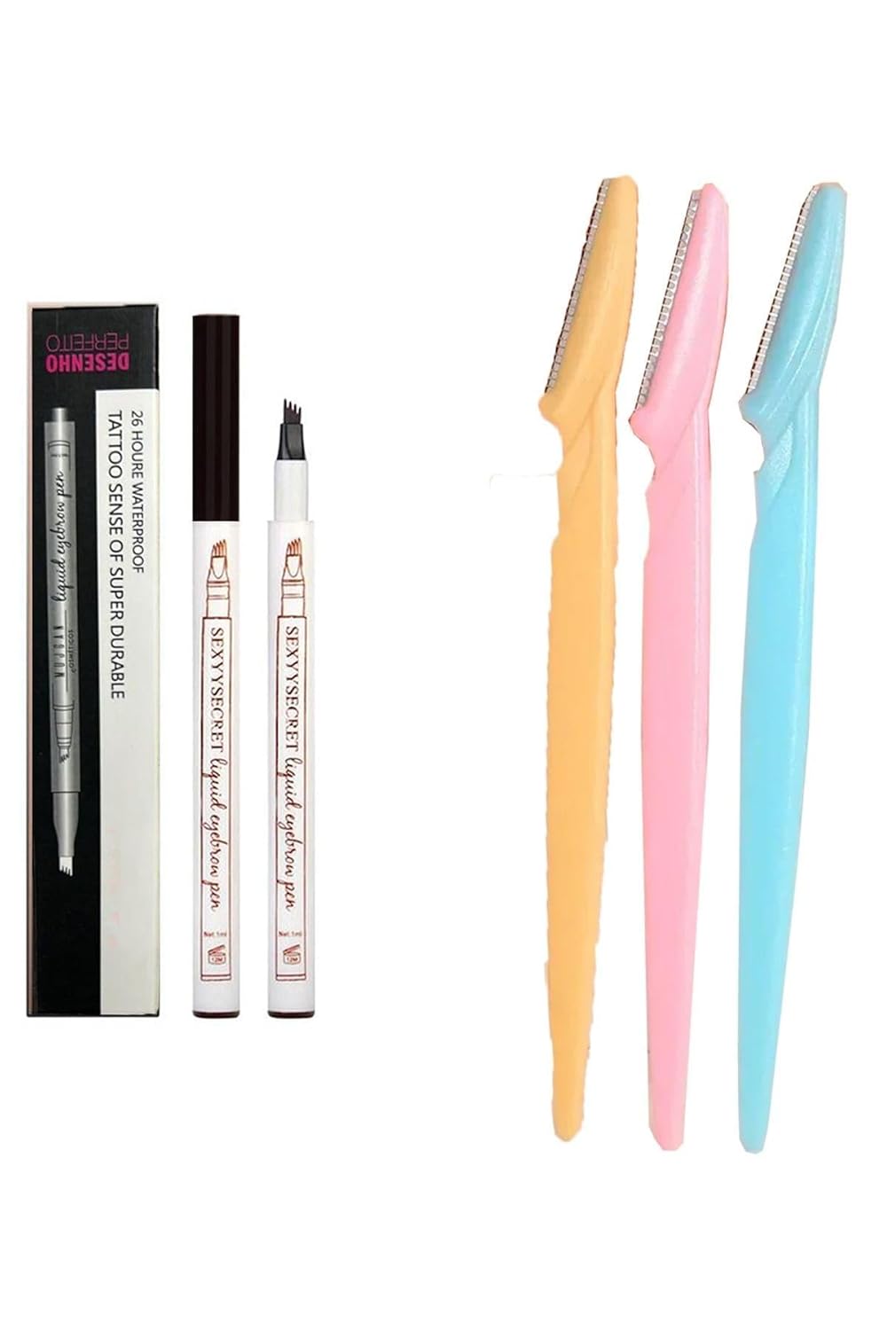 Fine Sketch Siyah Kaş Kalemi Suya Dayanıklı Kalıcı Kaş Kalemi Ve 3 Lü Yüz Jileti Kaş Usturası