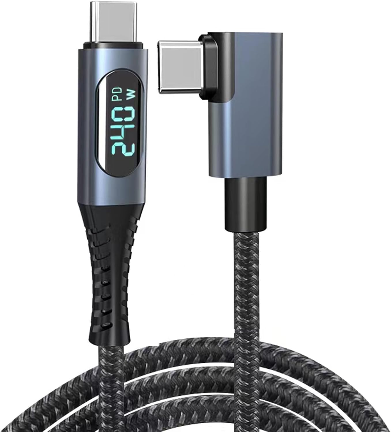 Coverzone USB 4 Kablo, Thunderbolt Kablo için Dik Açı PD 240 W Çift Destekler 8K HD Ekran USB C Kablosu 8K@60Hz 40Gbps Veri Aktarımı (1Metre/4ft) ZR849