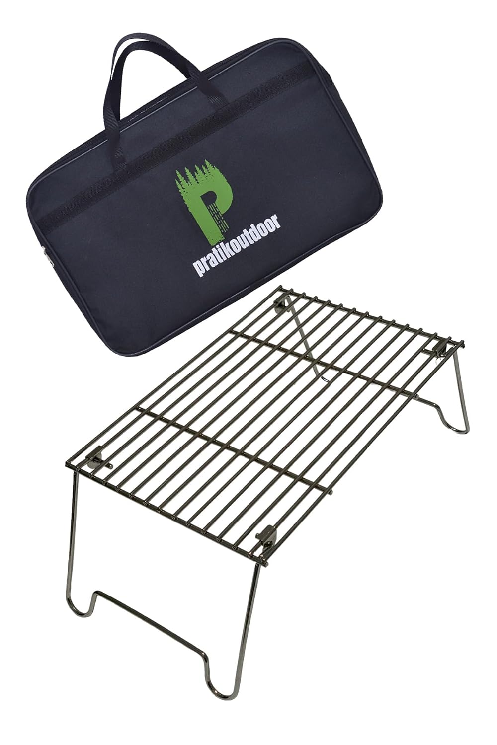 pratikoutdoor Ateş Üstü Katlanır Izgara, Krom Kaplama Tel Izgara, Çantalı