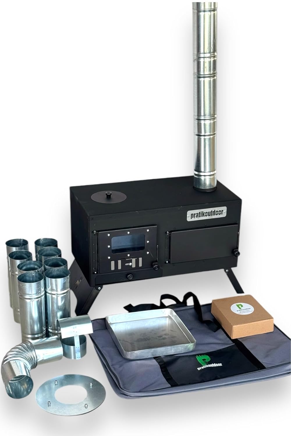 pratikoutdoor Katlanır Ayaklı Kuzineli Kamp Ve Çadır Sobası Çantalı