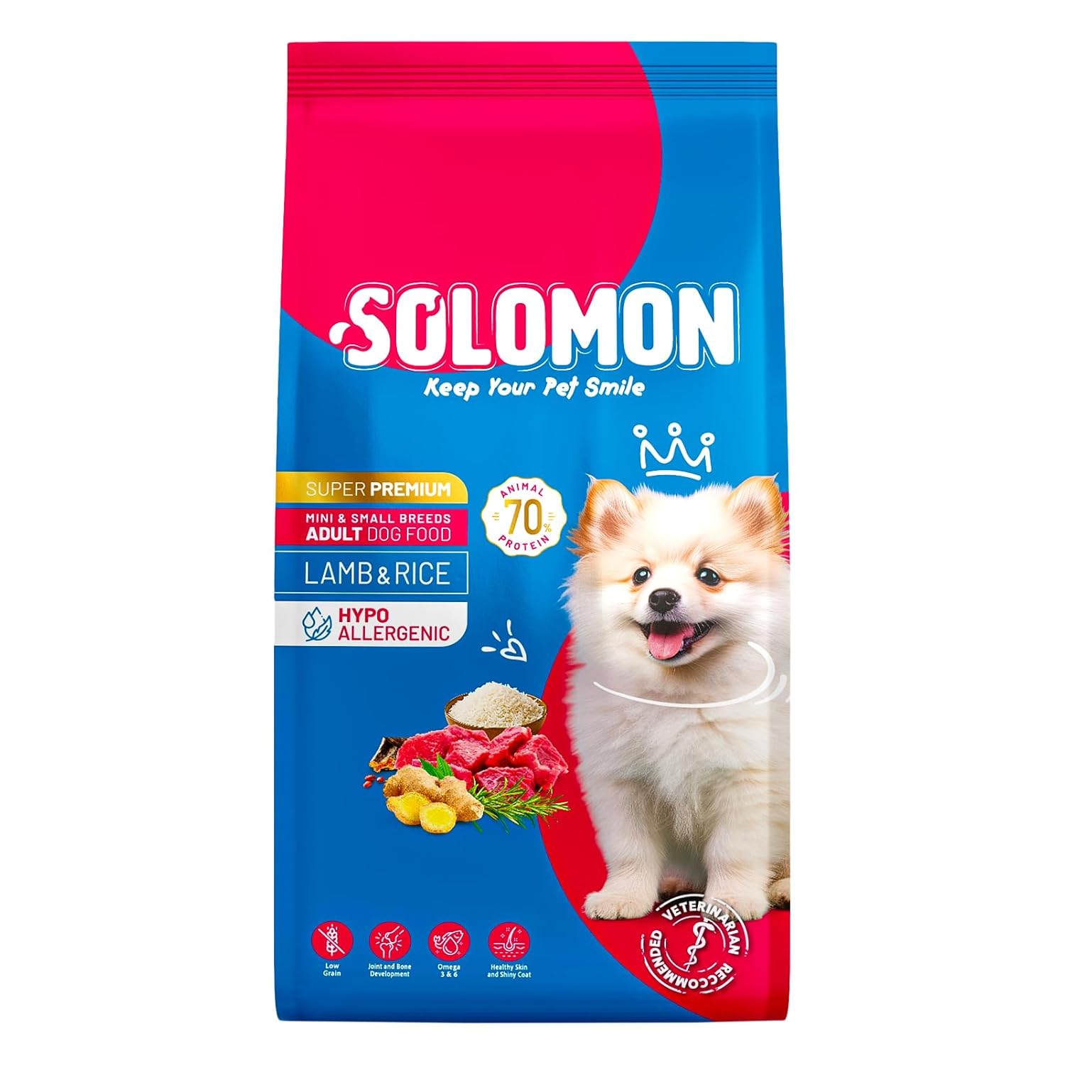 Solomon Yetişkin Küçük Irk Kuzu'lu Süper Premium Köpek Maması 9 kg Hipoalerjenik - Düşük Tahıllı - Yüksek Hayvansal Protein Oranlı - Tüy Dökülme Engelleyici - Kolay Sindirilebilir - Köpek Maması
