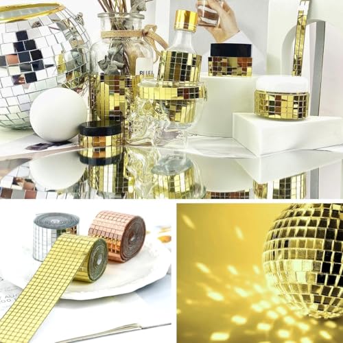 BUFFER®1 Metre Uzunluğunda Gold Renk Aynalı Mozaik Taşlı Dekor Bandı 4 cm x 1 mt