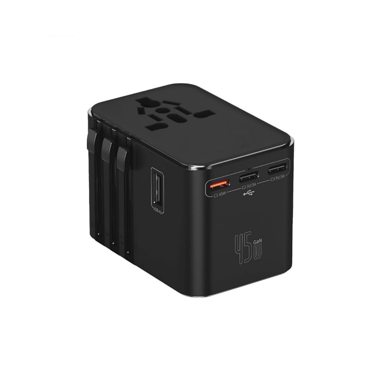 Universal Seyahat Priz Dönüştürücü Adaptör, 45W Şarj Cihazı, 2x Usb Girişi, 3x Type-C Girişi, Uluslararası Güç Adaptörü, US, UK, EU, AU Evrensel Uyum