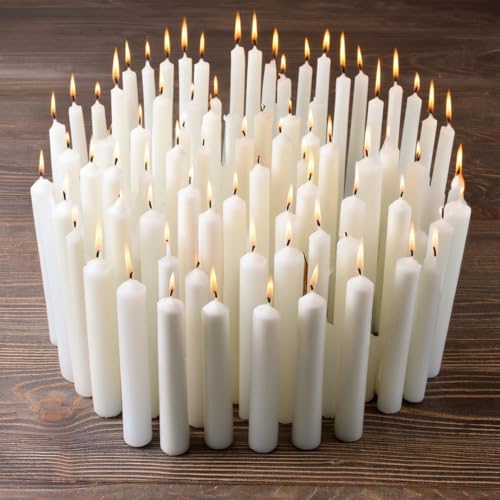 Orret Home 40 Adet 10 cm Beyaz Mum, Bakkal Mumu, Uzun Yanma Süresi, Düğünler ve Özel Günler İçin Ideal, Eşit ve Temiz Yanış