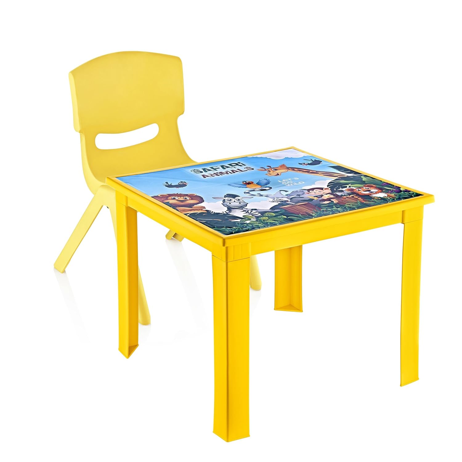 Fiore 2'Li Set Çocuk Masa Sandalye Takımı Sarı Safari 1-3 Yaş