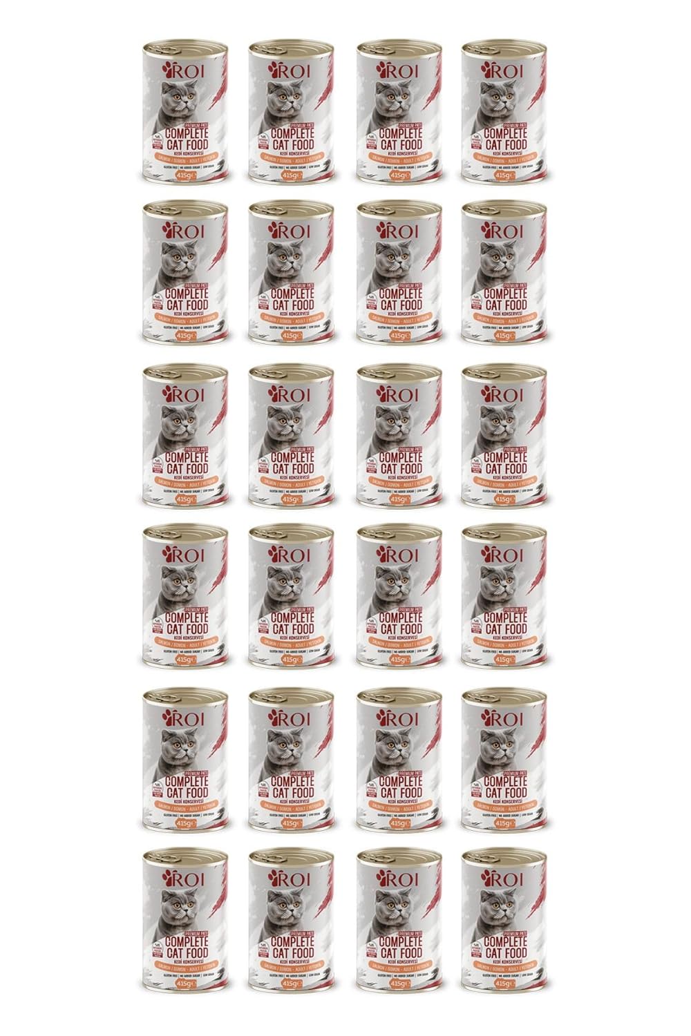 Roi Yüksek Proteinli Somonlu Yetişkin Kedi Konservesi 415 Gr.X 24 Adet,%95 Hayvansal Protein