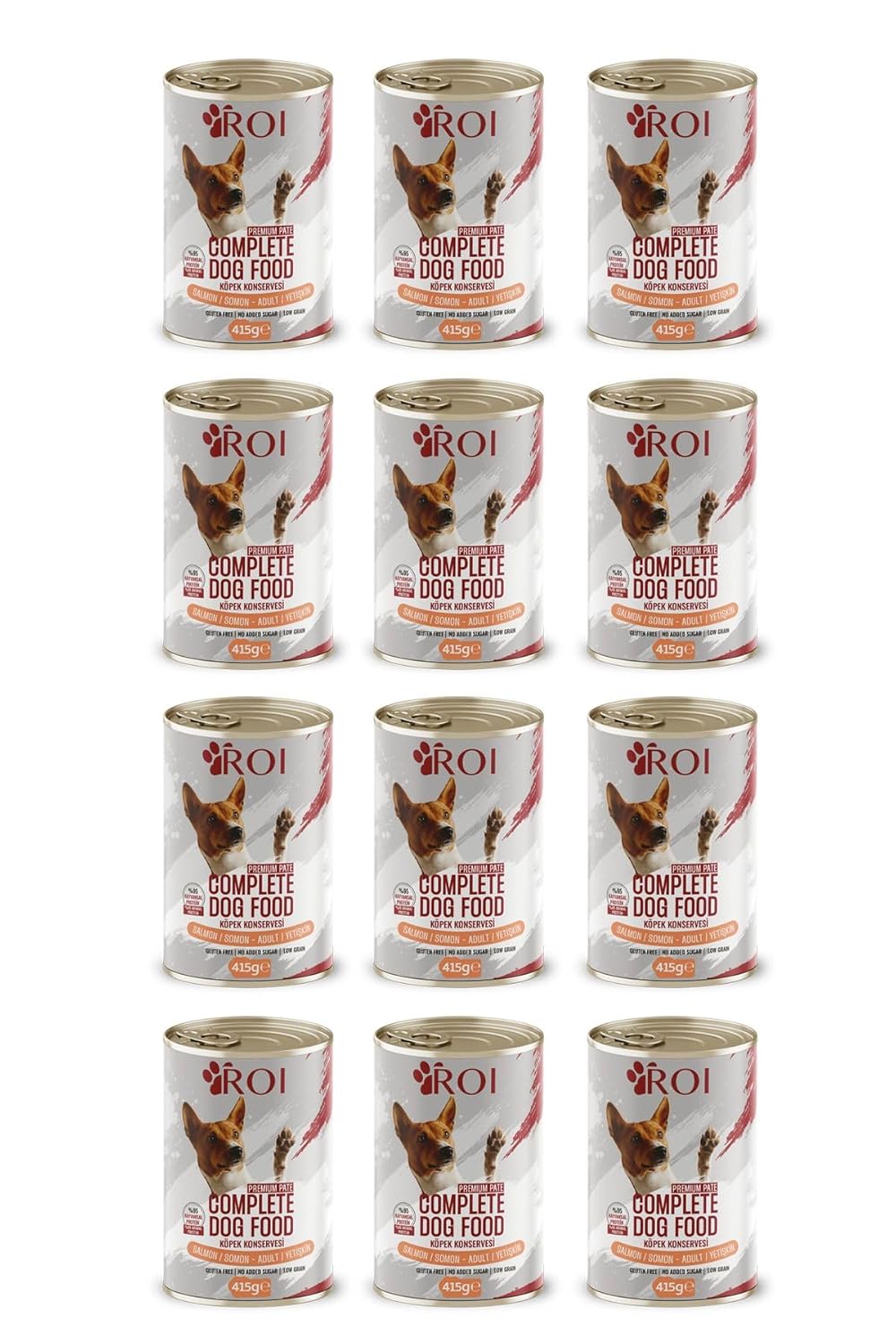 Roi Yüksek Proteinli Somonlu Yetişkin Köpek Konservesi 415 Gr x 12 Adet,%95 Hayvansal Protein