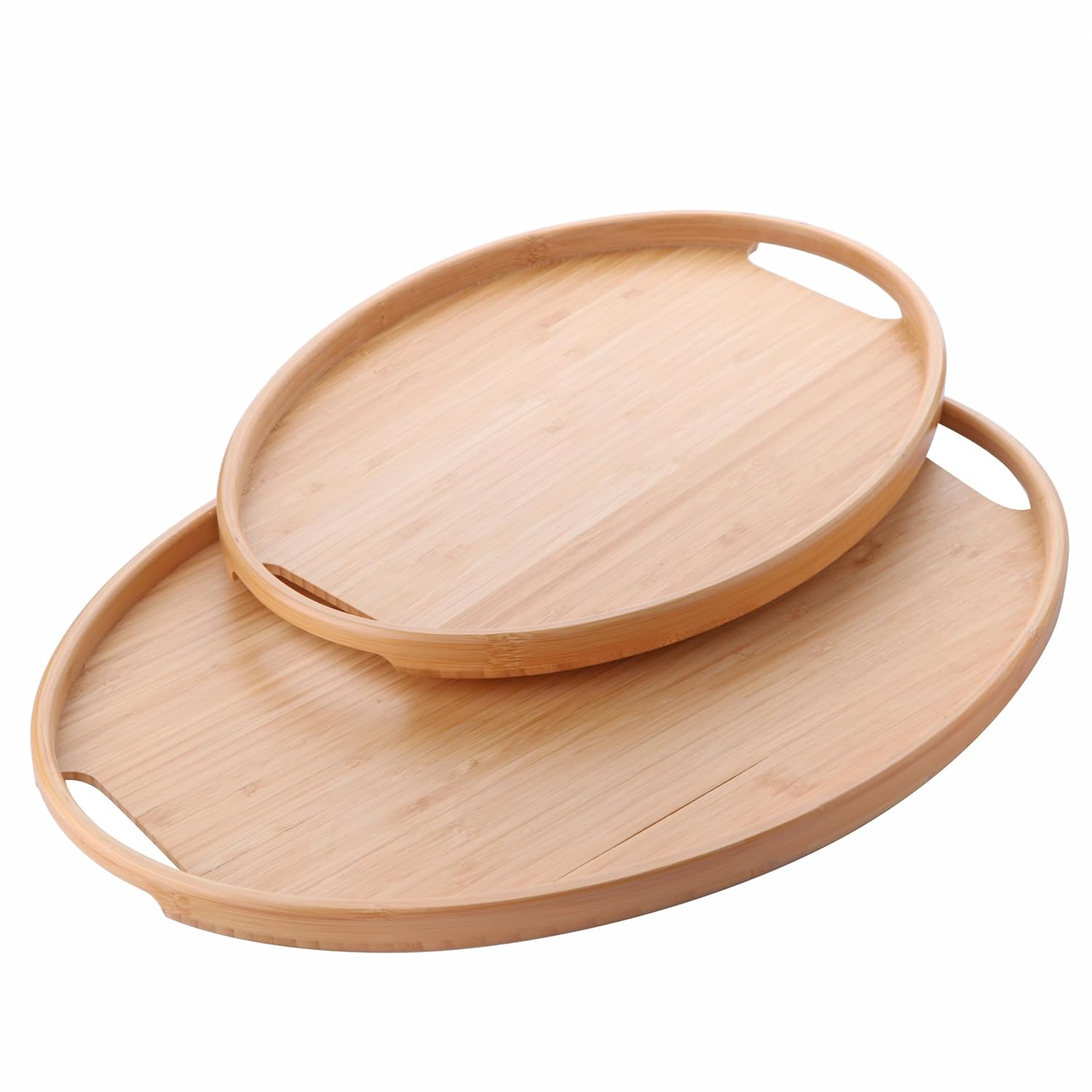 Deconox 2'li Bambu Tepsi Seti, İnce Tasarım Özel Üretim Oval 2'li Bambu Tepsi Seti (36 * 26 * 1cm-45 * 31.5 * 1cm)