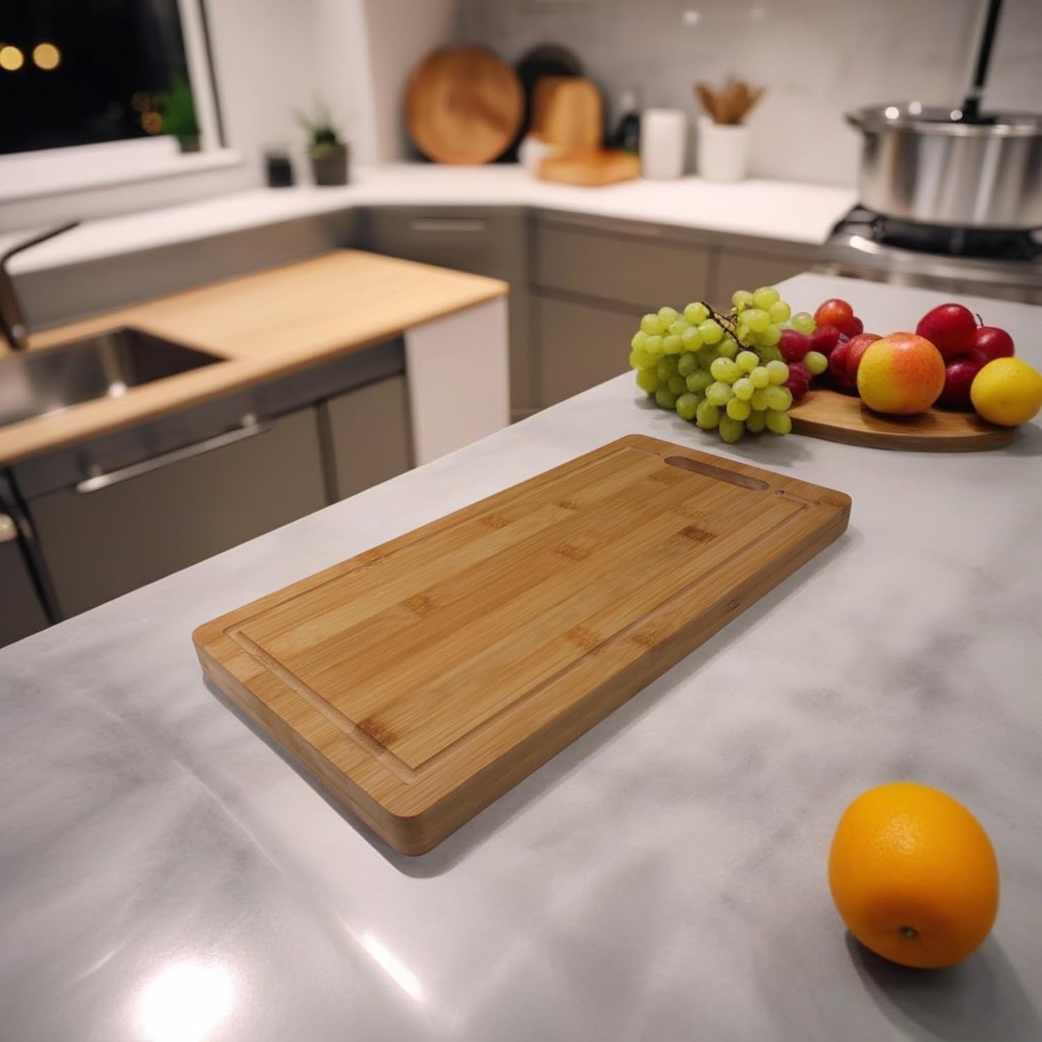 Deconox Kalın Bambu Kesme Tahtası Antibakteriel, Kalın Yıkanabilir Doğrama Tahtası Dikdörtgen (40 * 20 * 2.5cm)