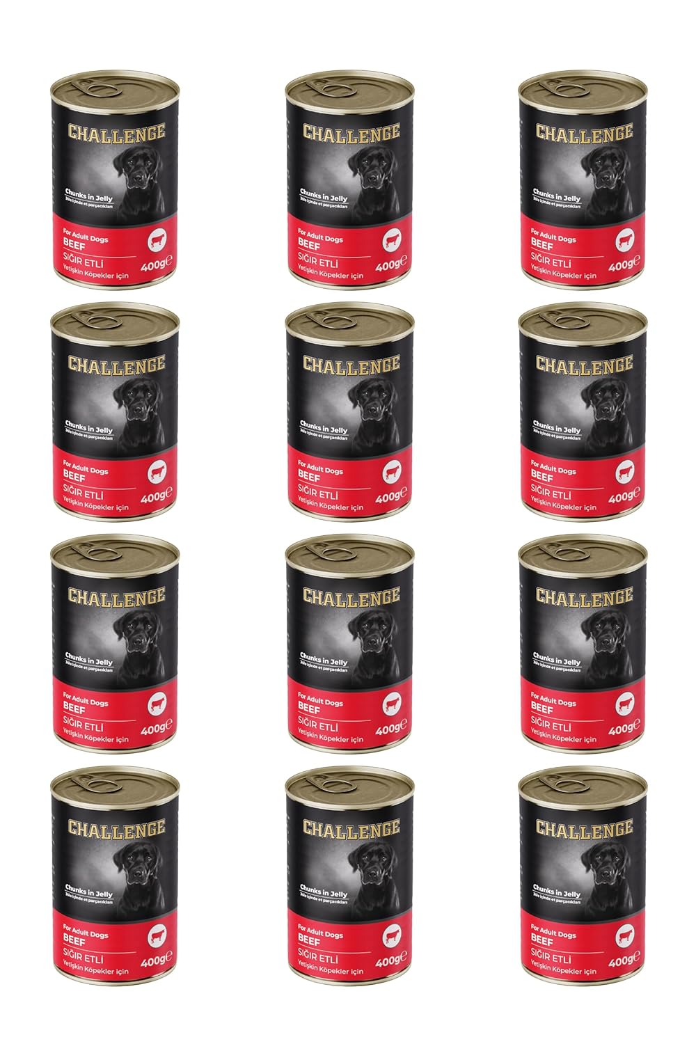 Challenge Sığır Etli Yetişkin Köpek Konservesi 400 gr x 12 Adet