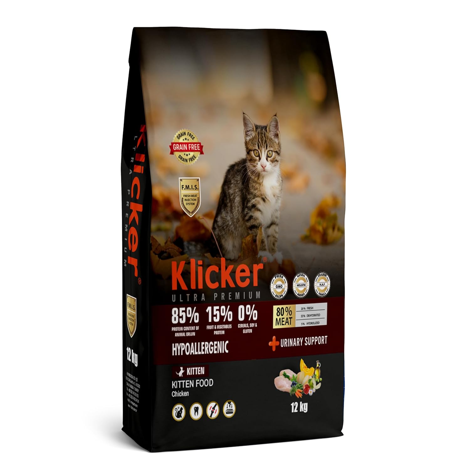 Klicker Tahılsız Yavru Kedi Maması Tavuklu 12kg