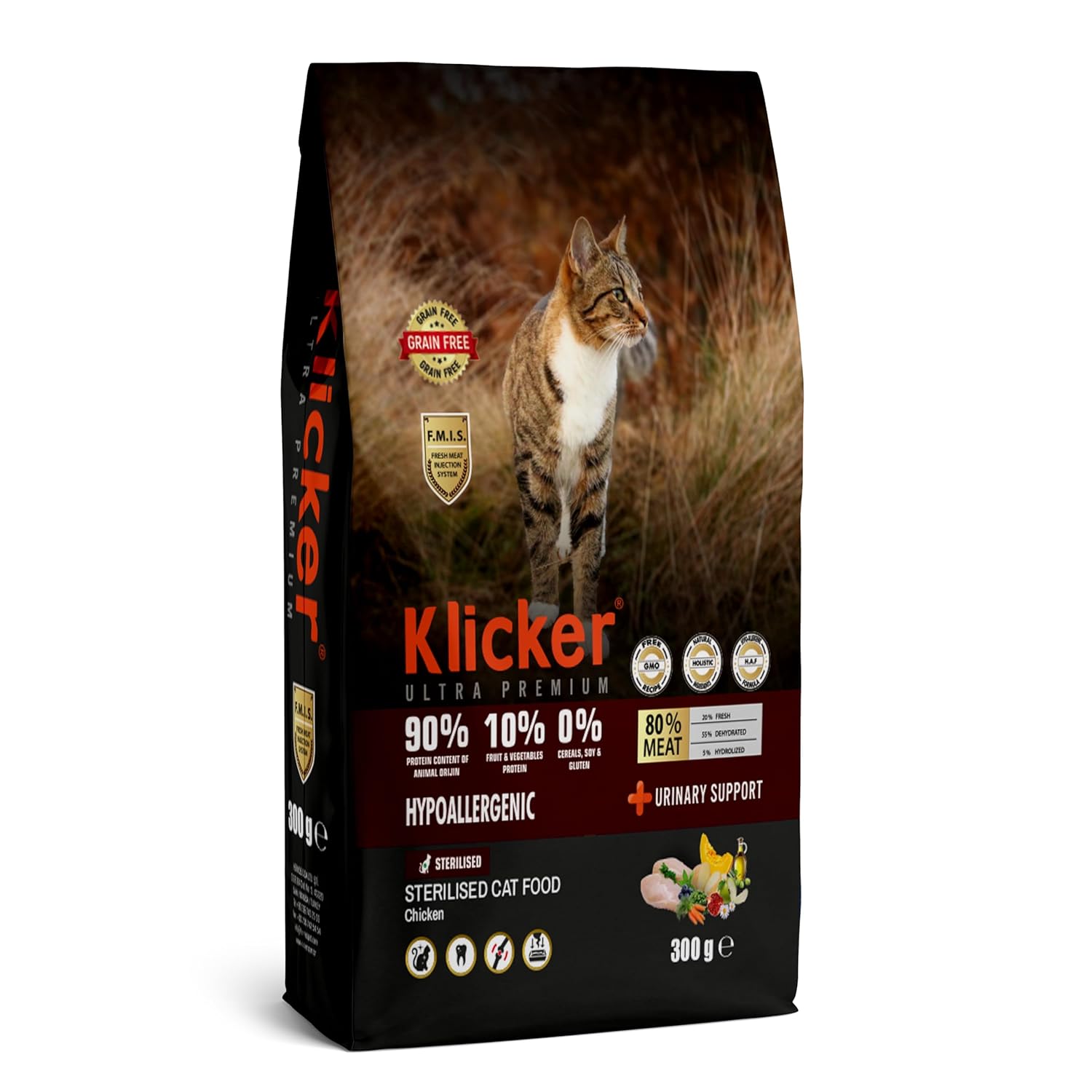 Klicker Tahılsız Yetişkin Kedi Maması Kısırlaştırılmış Tavuklu 300gr