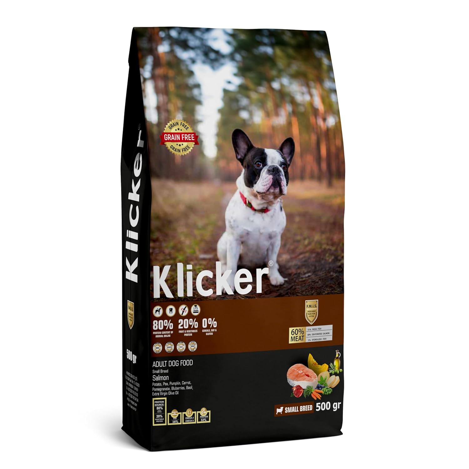 Klicker Tahılsız Yetişkin Köpek Maması Mini Irk Somonlu 500gr
