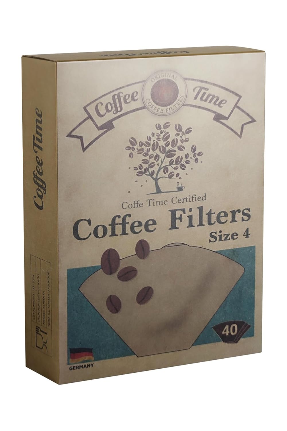 Coffee Time Sertifikalı Filtre Kahve Kağıdı Coffee Filters 1/4 4 Numara 40'lı Paket