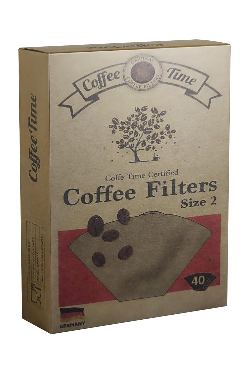Coffee Time Sertifikalı Filtre Kahve Kağıdı Coffee Filters 1/2 2 Numara 40'lı Paket