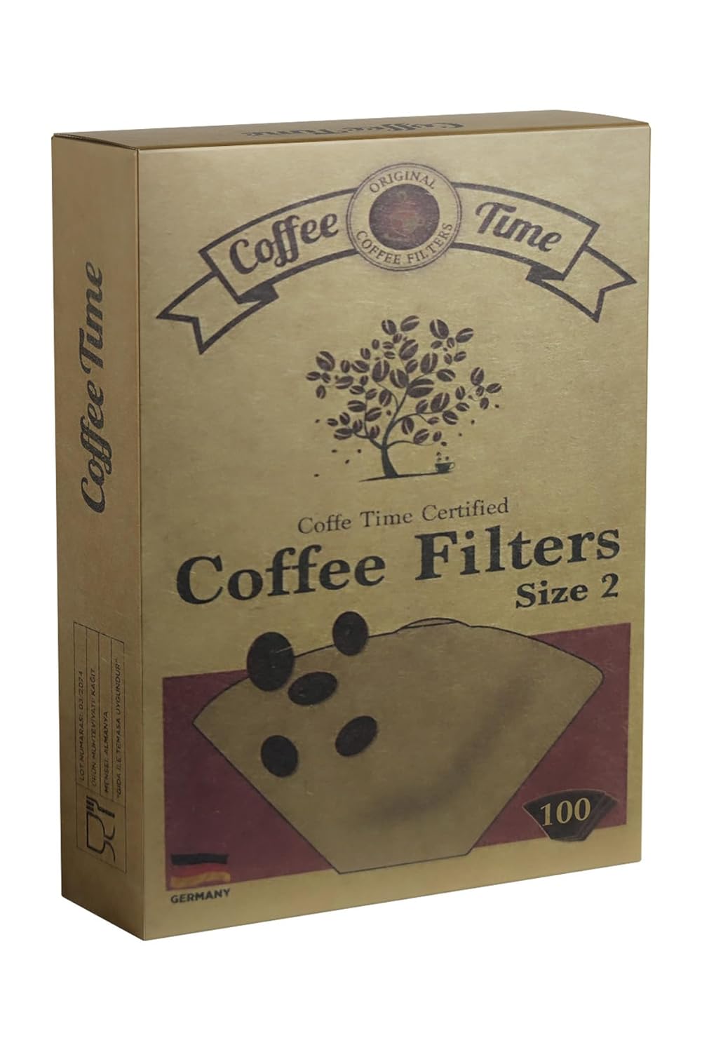 Coffee Time Sertifikalı Filtre Kahve Kağıdı Coffee Filters 1/2 2 Numara 100'lü Paket