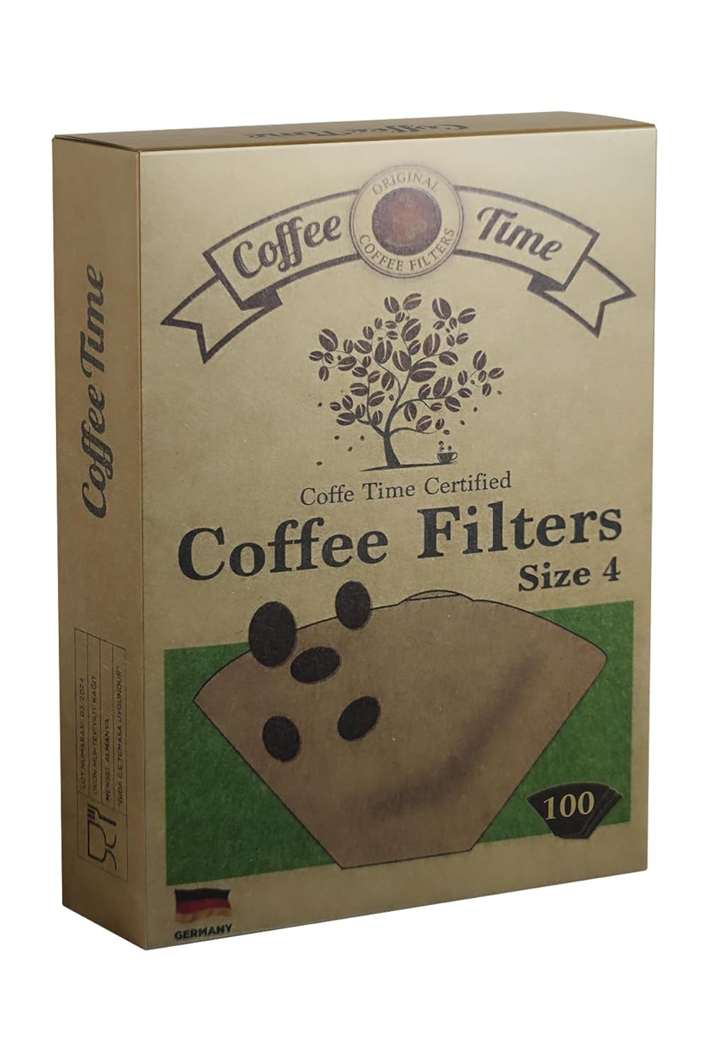 Coffee Time Sertifikalı Filtre Kahve Kağıdı Coffee Filters 1/4 4 Numara 100'lü Paket