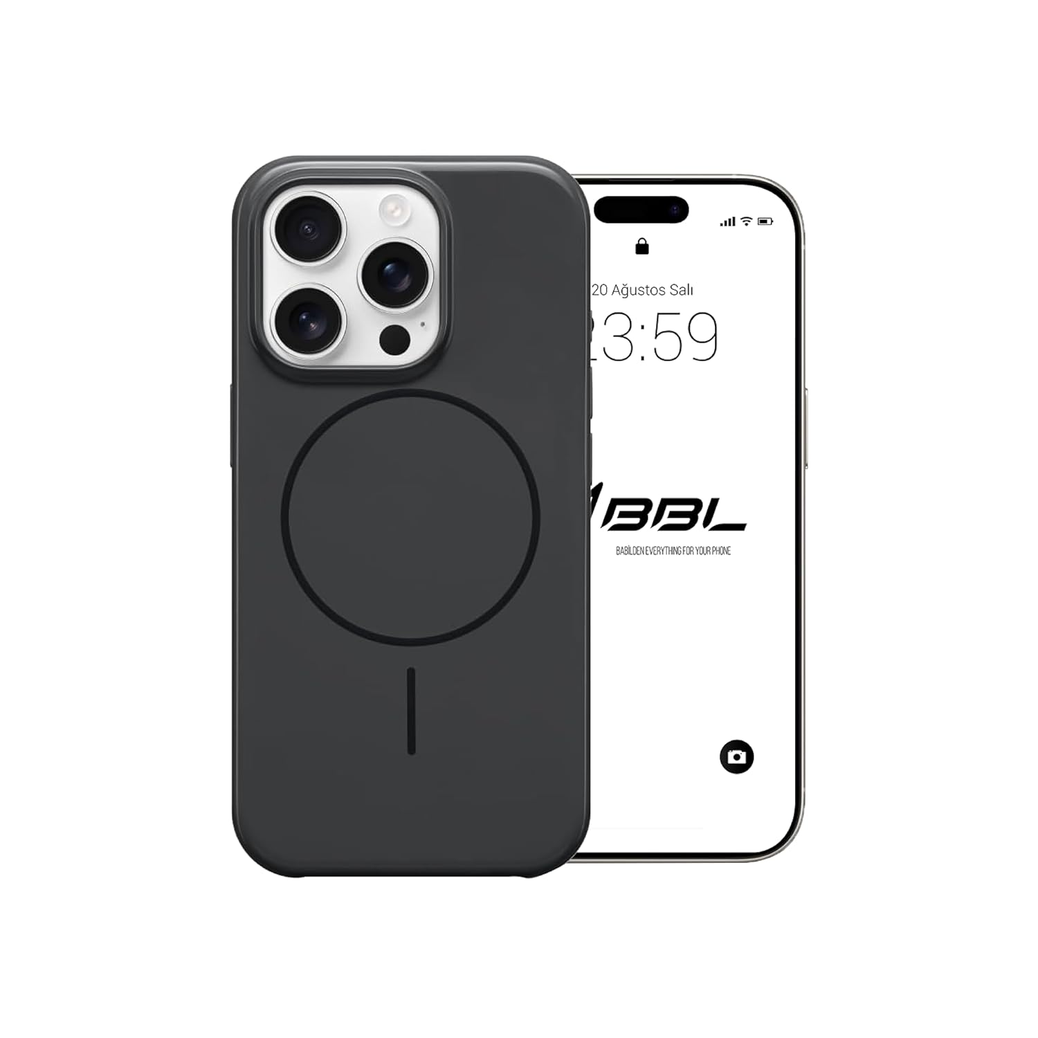 Babilden iPhone Kablosuz Şarj İle Uyumlu Sert Mika Çizilmeye Dayanıklı Koruyucu Kılıf İnce Form Mikrofiber Kaplama (Gece Siyahı, iPhone 15 Pro Max)