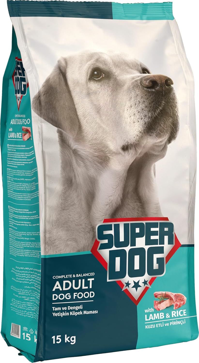 Super Dog Kuzu Etli ve Pirinçli Yetişkin Köpek Maması 15 KG