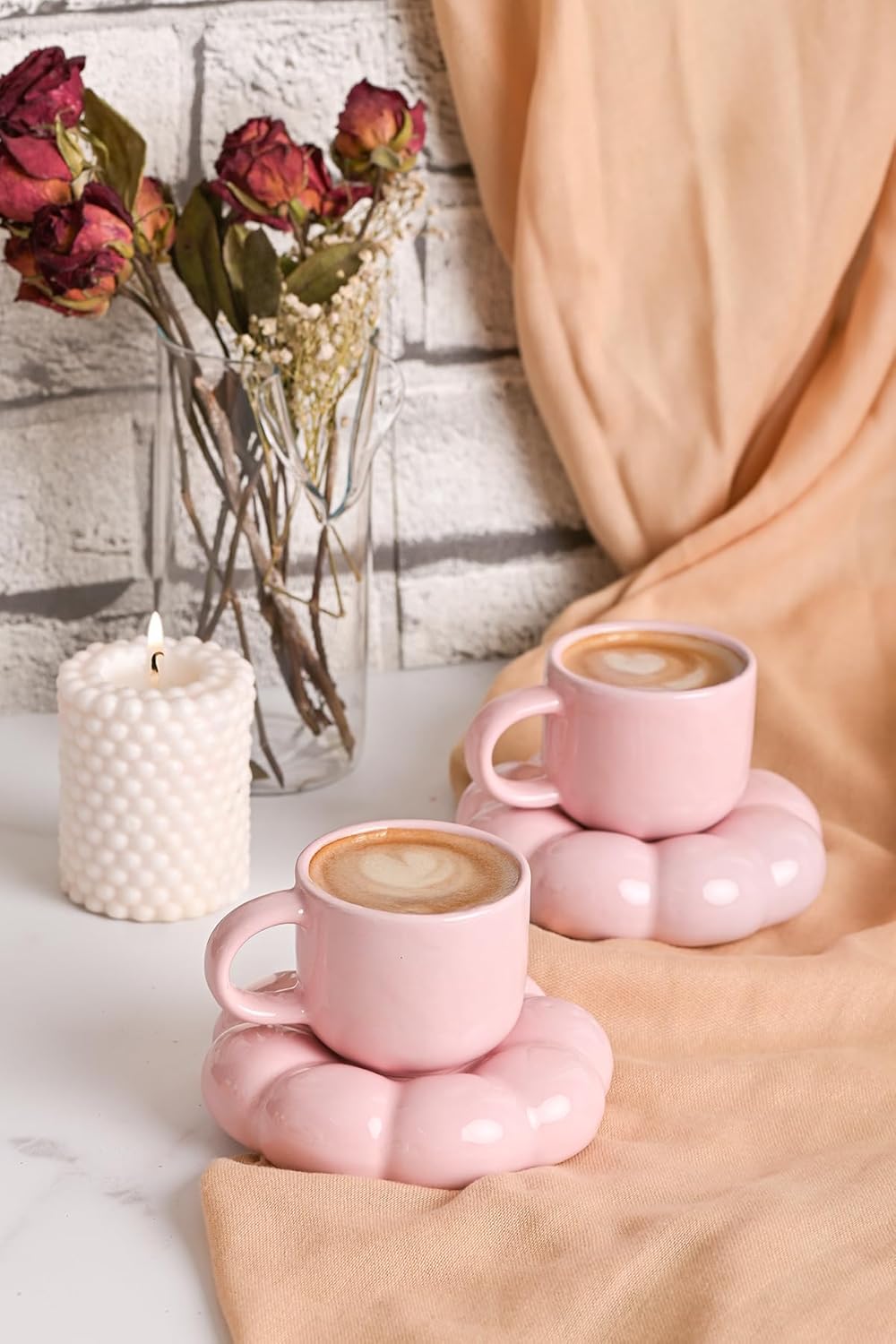 ARVALE Papatya Tasarımlı Kahve Fincanı 95 ml - Modern ve Şık Sunum | 2 Adet