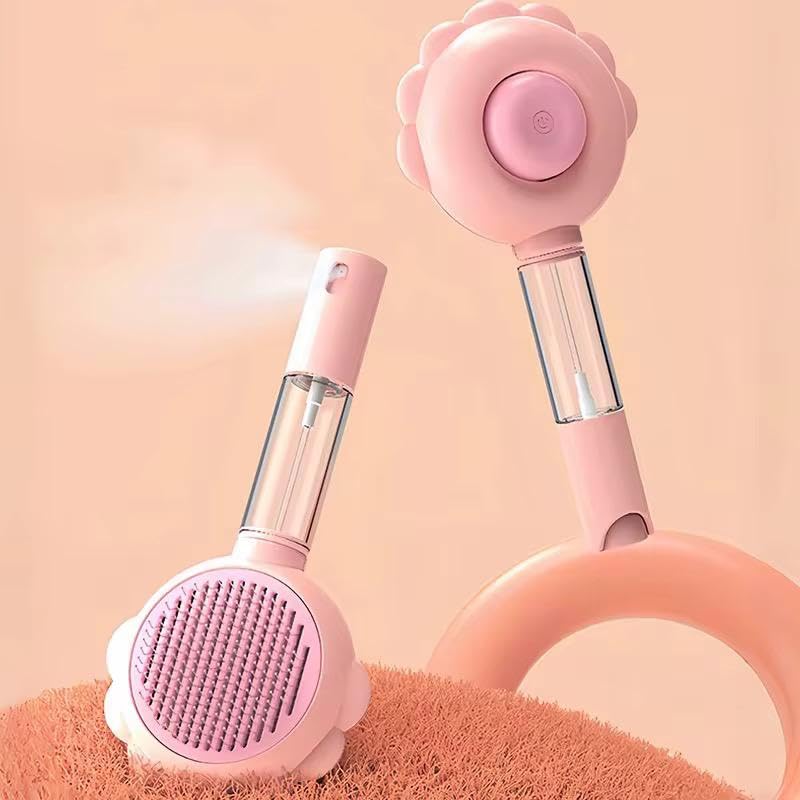 YUNHAN Hazneli Kedi Köpek Tarağı, Evcil Hayvan Tüy Temizleme Fırçası, Kedi ve Köpek İçin Temizlik Fırçası 2'si 1 Arada Su Sprey Hazneli Kedi Köpek Tarağı