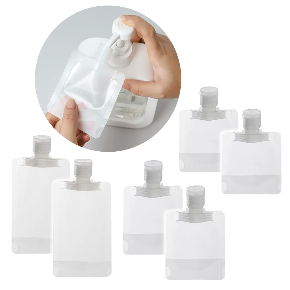 GüncelÇarşı Çok Amaçlı 6'lı Paket Doldurulabilir Torba Şişe, Pratik ve Kolay Kullanım, Seyahat, Sabun, Dezenfektan, Losyon, şampuan, saç kremi, duş jeli Doldurulabilir, 2x 30ml, 2x 50ml, 2x 100ml