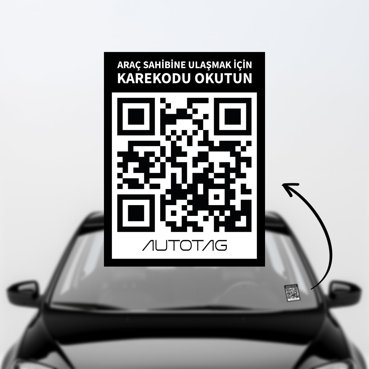 AutoTag Qr Kodlu Akıllı Araç Etiketi - Karekod Numaratör - İçten Yapıştırmalı Cam Etiket