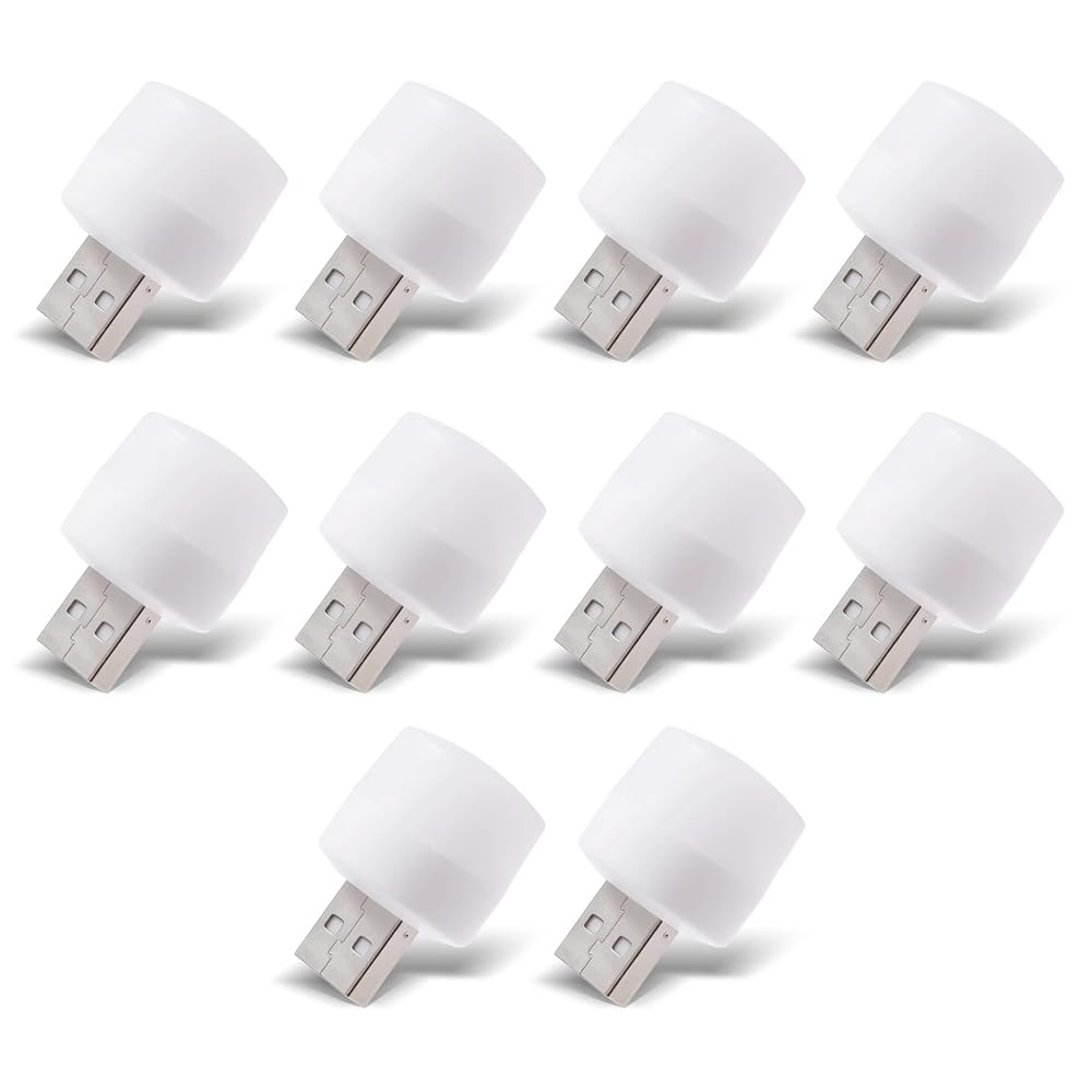 Aksesuarcı USB LED Küçük Beyaz Işık, USB Mini LED Lamba, Koridor, Tuvalet, Oturma Odası, Çocuk Odası için Rehber Gece Aydınlatma Işığı (10 ADET)