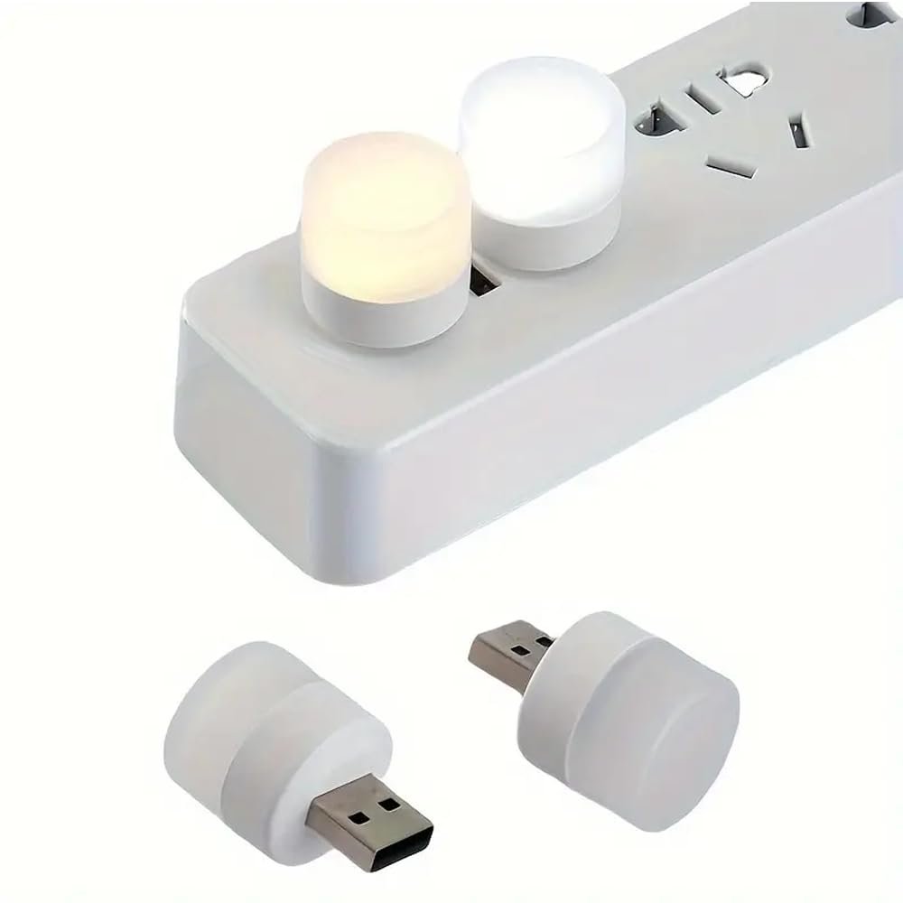 USB LED Küçük Beyaz Işık, USB Mini LED Lamba, Koridor, Tuvalet, Oturma Odası, Çocuk Odası için Rehber Gece Aydınlatma Işığı (2 ADET)