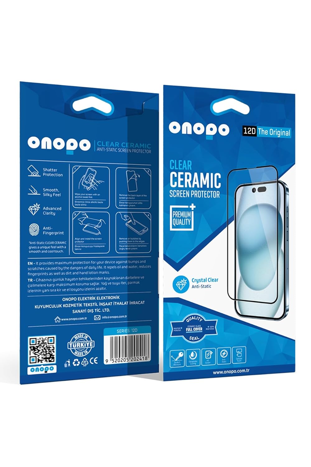 Onopo iPhone 16 Uyumlu 12D Şeffaf Seramik Cam Ekran Koruyucu | Tam Kaplayan, Dayanıklı, Kolay Uygulama