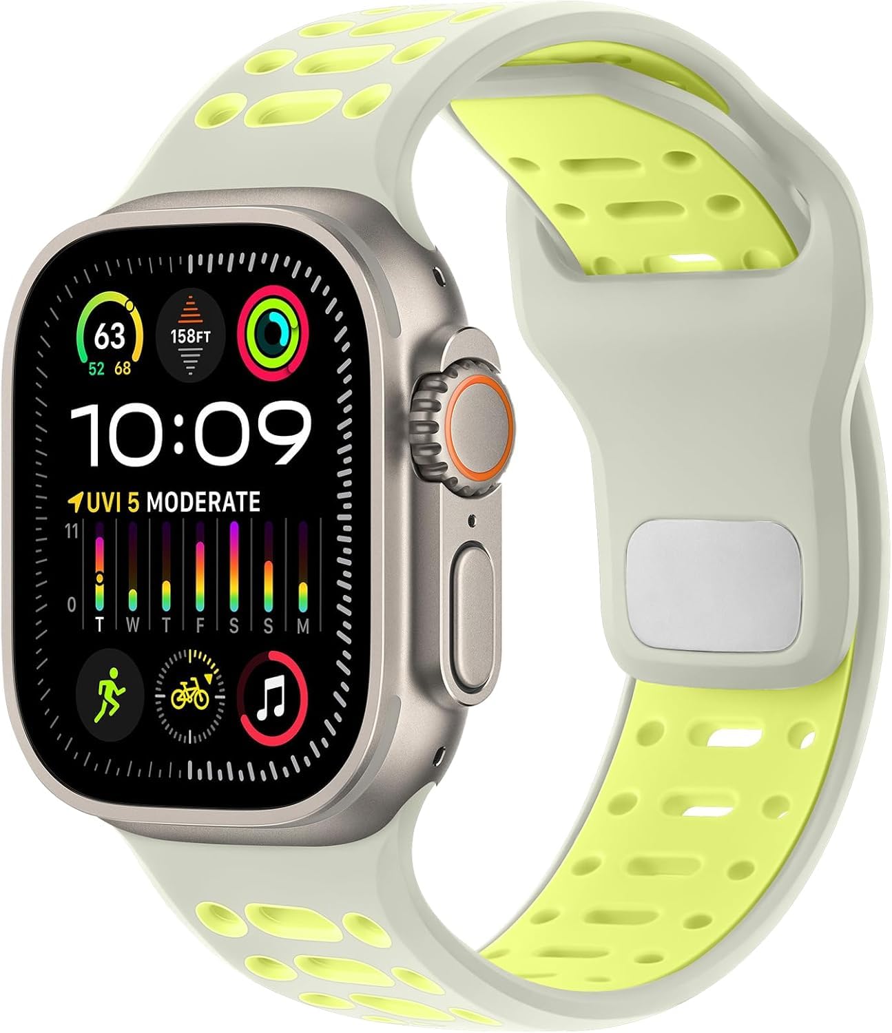 Minesk Apple Watch ile Uyumlu 42-44-45-46-49 mm için Spor Silikon Kordon Hava Alabilen Çift Renkli Ultra Hafif Kayış Yeni Nesil Şık Dizayn