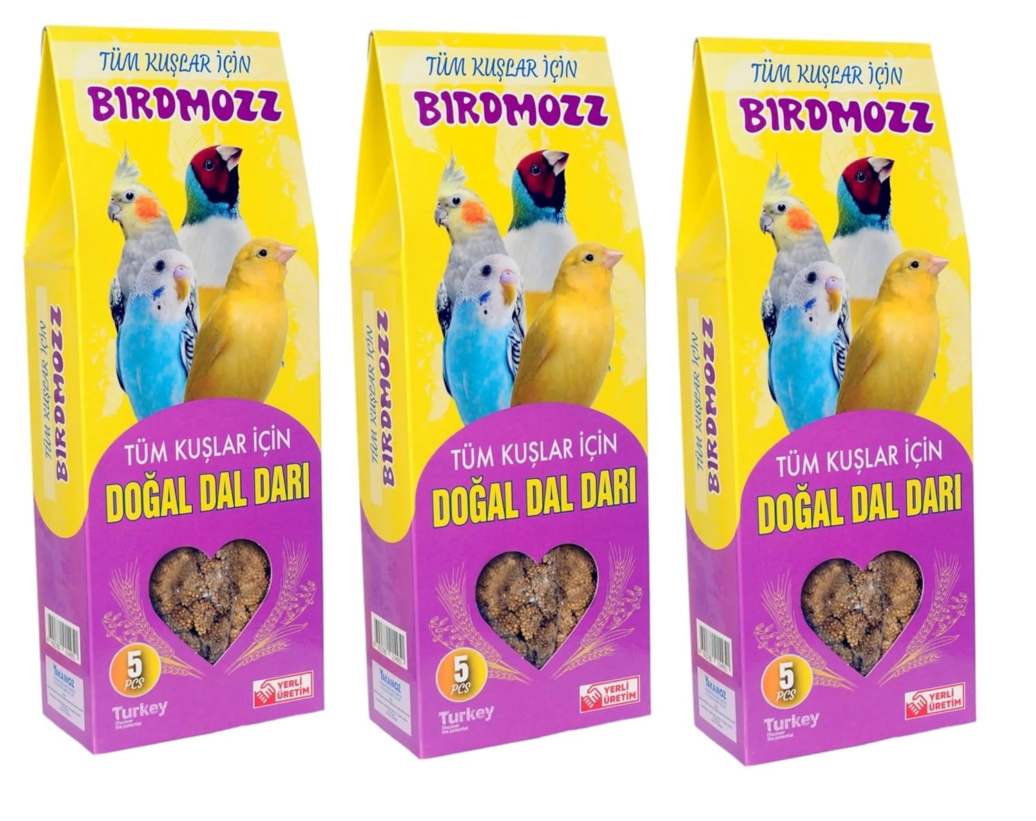 BirdMozz Doğal Sarı Dal Darı 5'li Paket 3 Adet