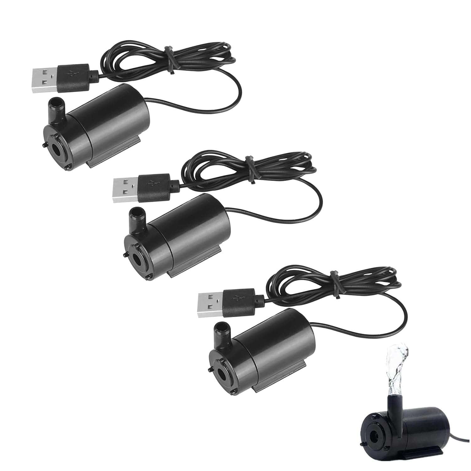 Joyzzz Mini Dalgıç Su Pompası, 3PCS Mini Su Pompası, Akvaryumlar, Balık Tankı, Gölet Çeşmesi, Hidroponik Bahçe için Dc 3-5v USB Mikro Dalgıç Pompa