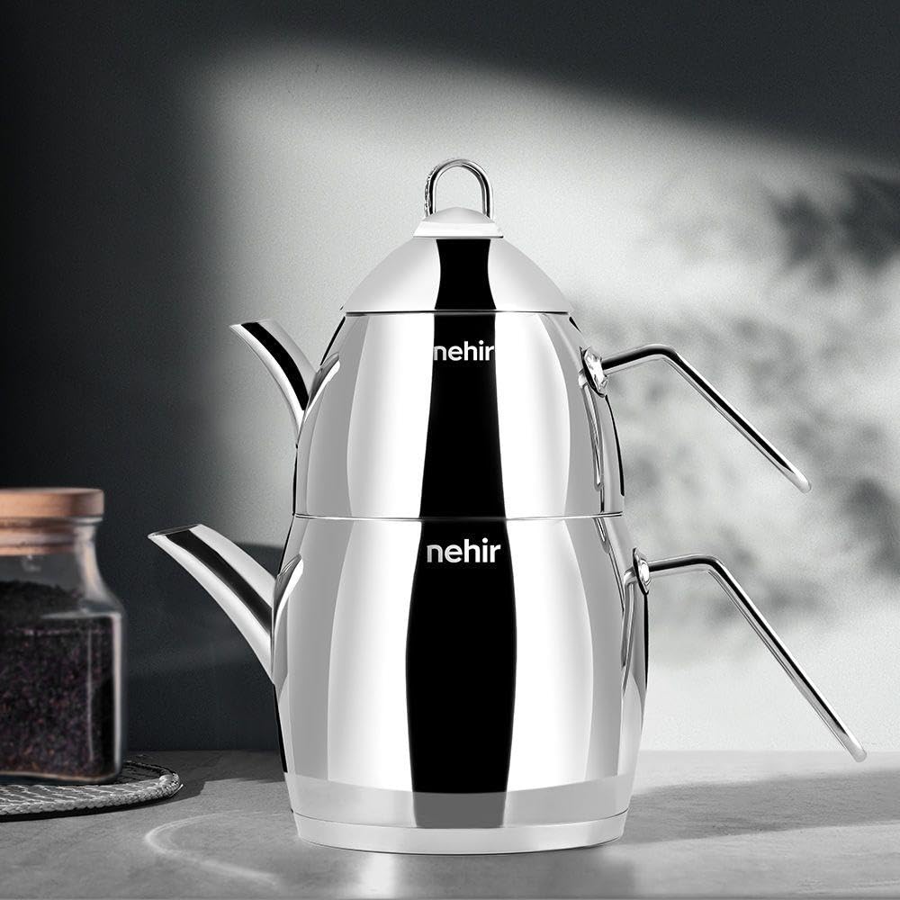 Nehir Florina Midi Orta Boy Paslanmaz Çelik 1.00-1.50Lt. Çaydanlık Takımı