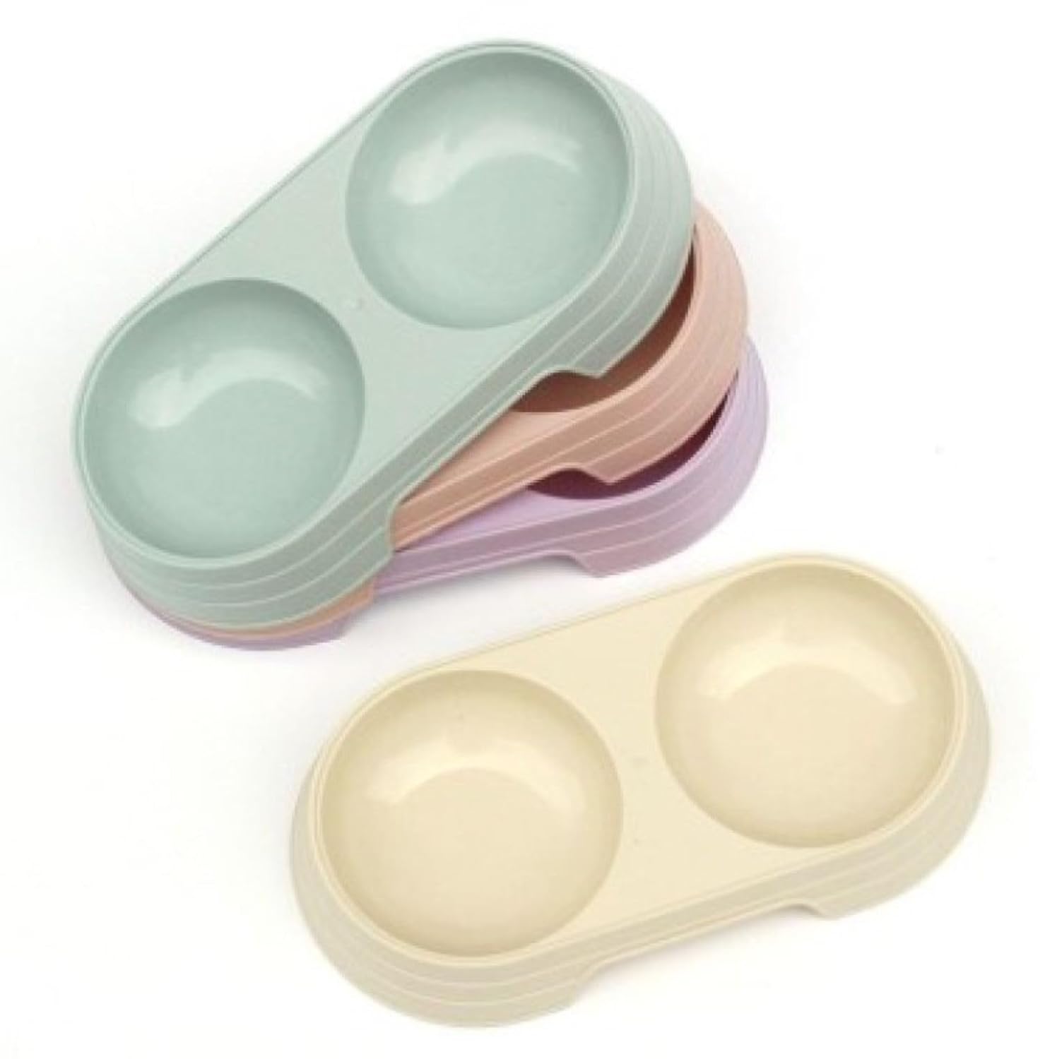 Busstier Çift Bölmeli Evcil Hayvan Mama Kabı, Plastik, Kuru ve Yaş Mama için Uygun, Hafif ve Pratik Tasarım (Mavi)