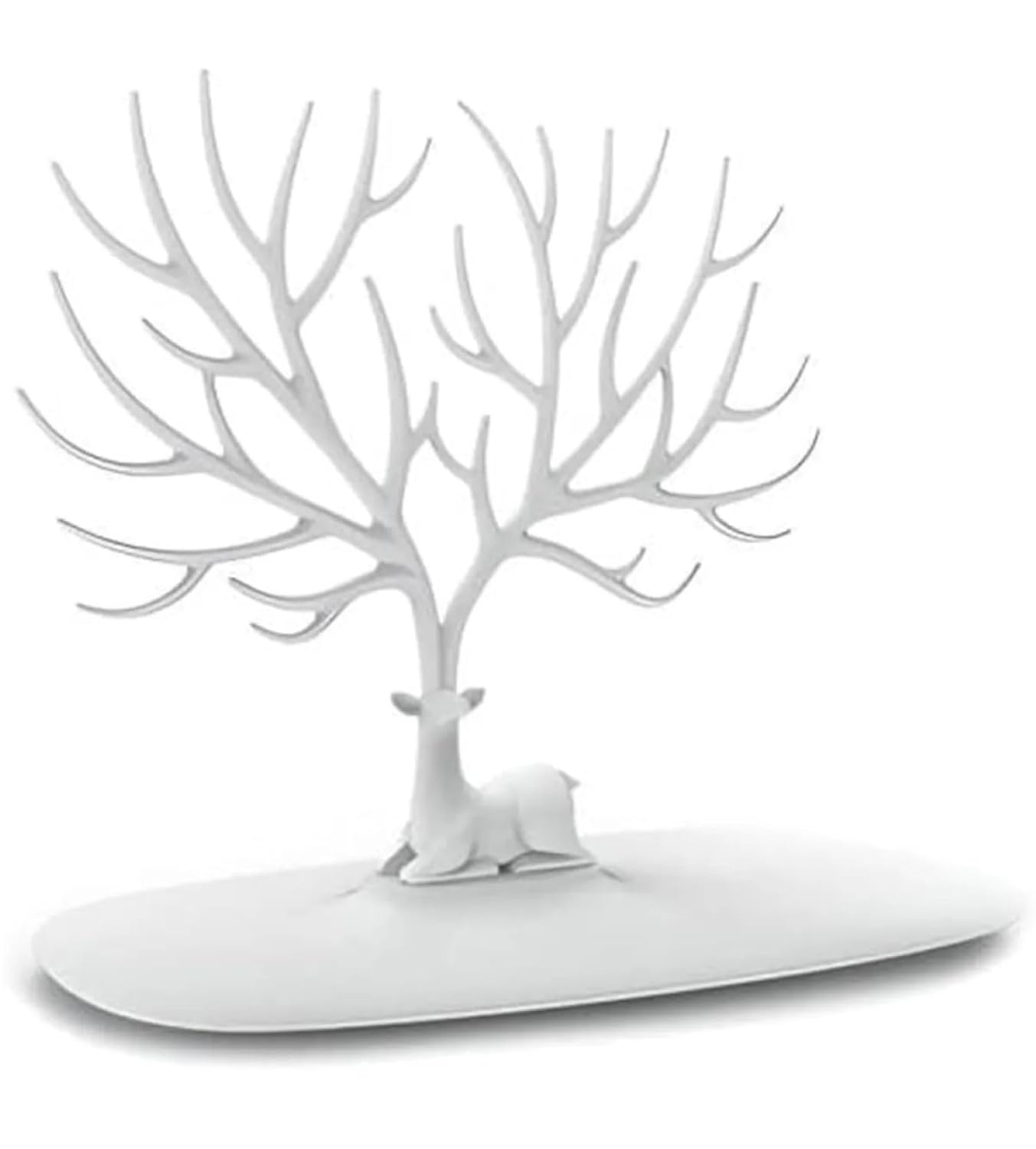 Onomo Takı Organizeri, Takı Standı Metal Stand ve Ahşap Taban, 35x30x9.5 cm, Küpe Kolye Yüzük Düzenleyici, Siyah