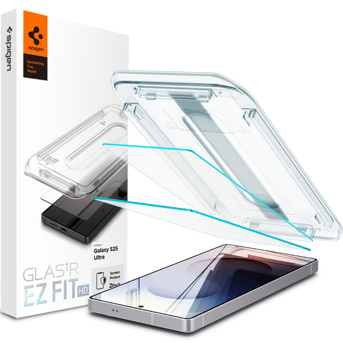 Spigen Galaxy S25 ile uyumlu Ultra Cam Ekran Koruyucu Kolay Kurulum GLAS.tR EZ Fit Slim HD (2 Adet) - AGL09082
