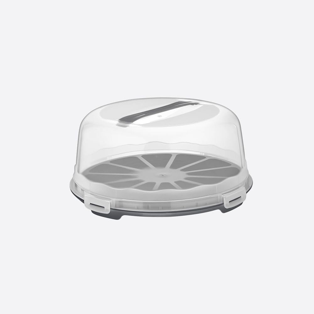 Orret Home Kek Taşıma Kabı, BPA İçermeyen Plastik, Saplı ve Kilitli Kek Fanusu, Taşınabilir ve Güvenli Saklama Çözümü (Yuvarlak)