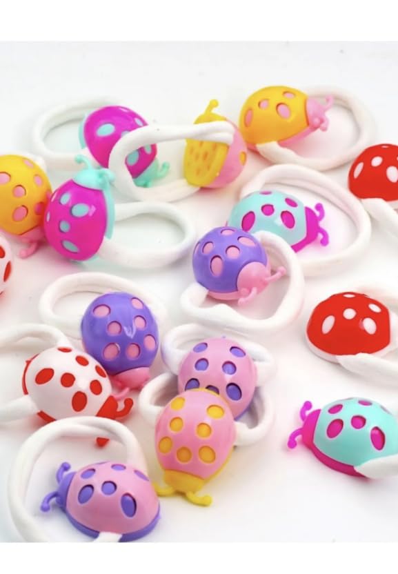 Okavango Çocuk Renkli Uğurböceği 8'li Lastik Toka Seti, Toka Organizer, Kız Çocuk Toka