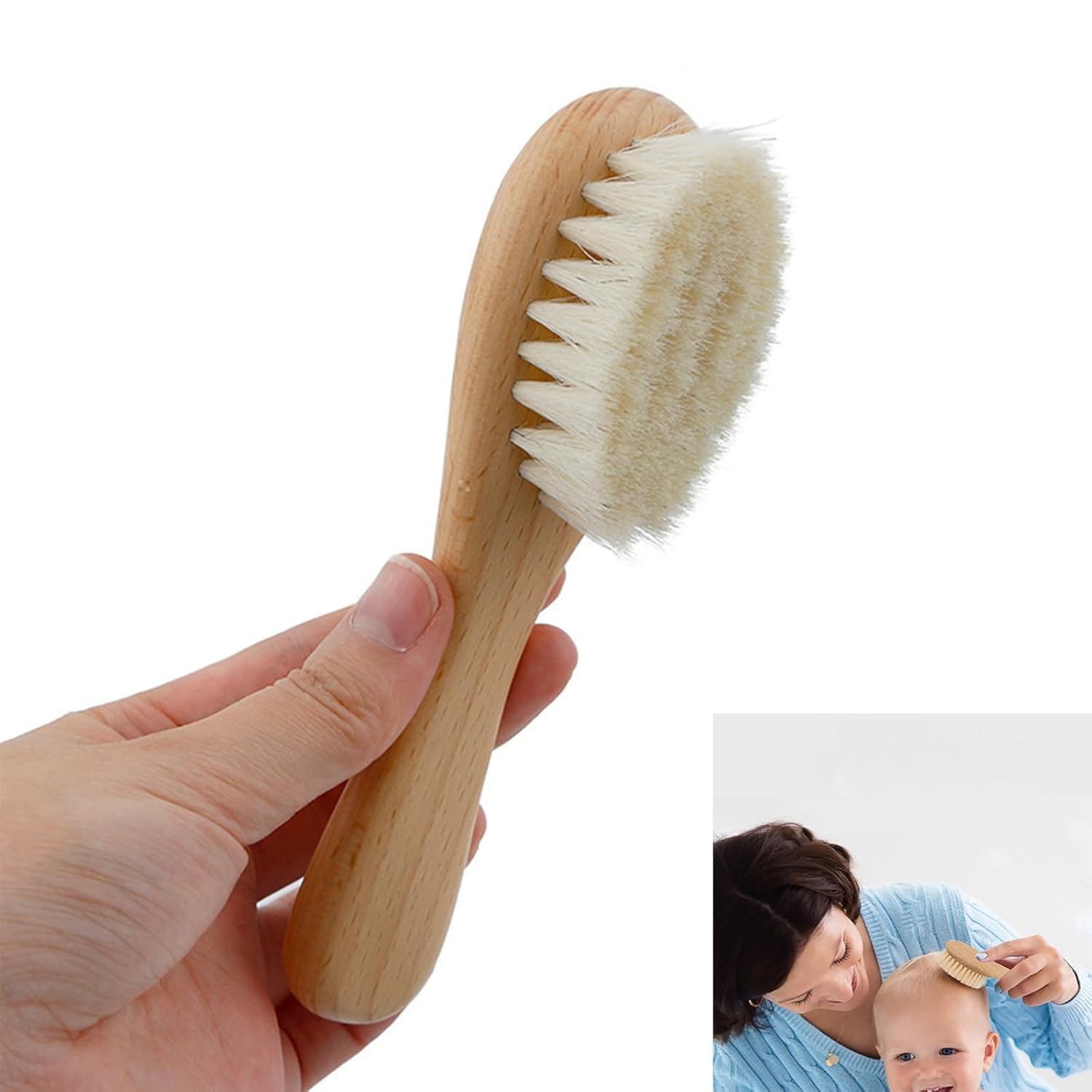 Joyzzz Bebek Saç Fırçası, Bebekler için Saç Uzunluğu 2cm Yumuşak Saç Fırçası, Bambudan Yapılmış, 0-24 Ay Arası Çevre Dostu Bebek Saç Fırçası, Yenidoğanlar, Küçük Çocuklar, (15x4x3cm)