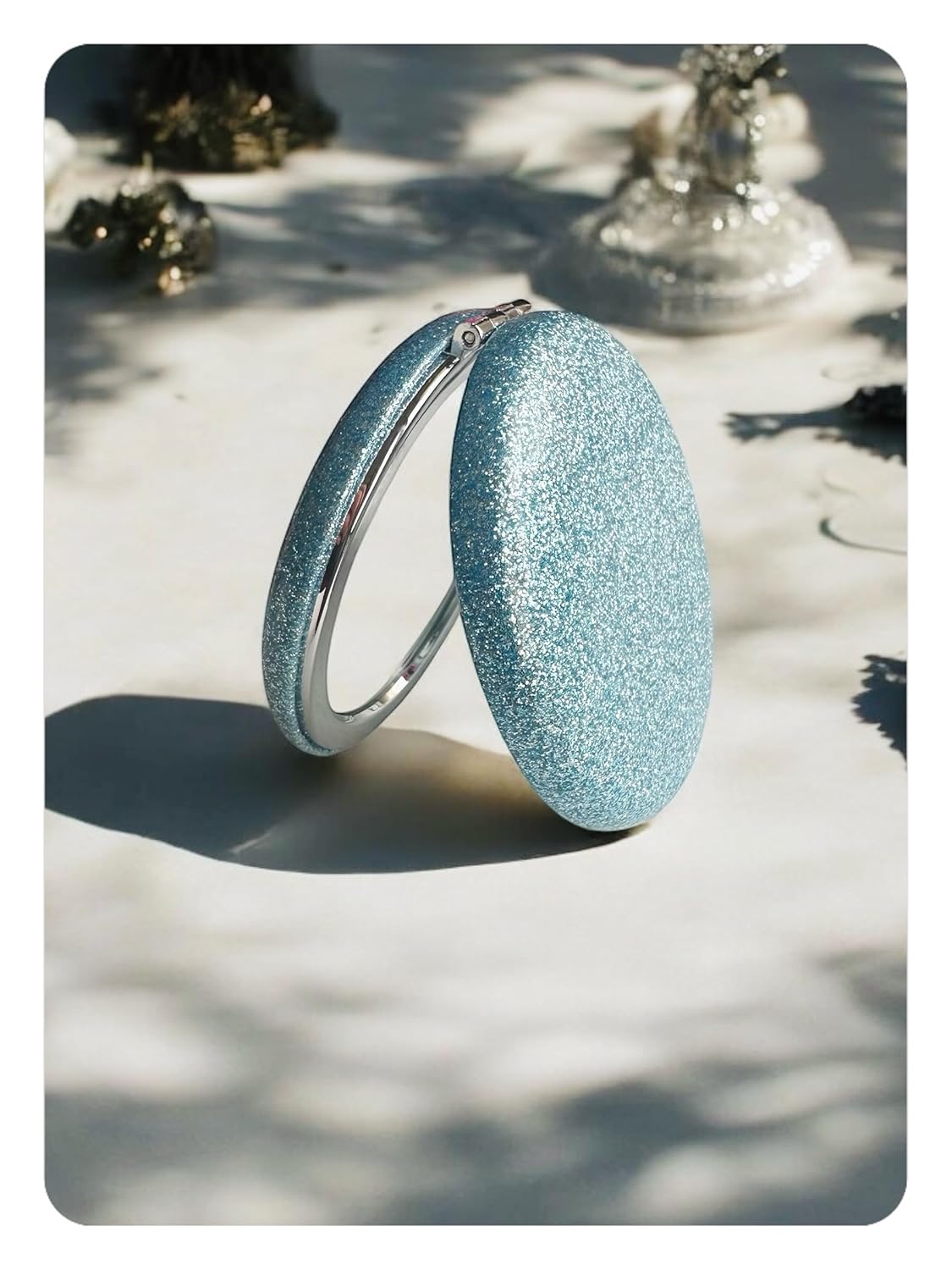 Cep Aynası Büyüteçli, Makyaj aynası, Çanta Ayna, Kalpli ayna,Gold Ayna,Simli Ayna, Kedi Ayna Rose Ayna,Hediyelik Ayna dekoratif el aynası, Çelik ayna (Mavi Simli)