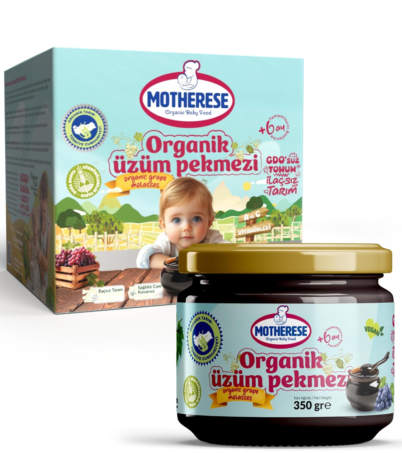 Motherese Organik Üzüm Pekmezi 350 gr - Motherese Organik Bebek Üzüm Pekmez 350 gr