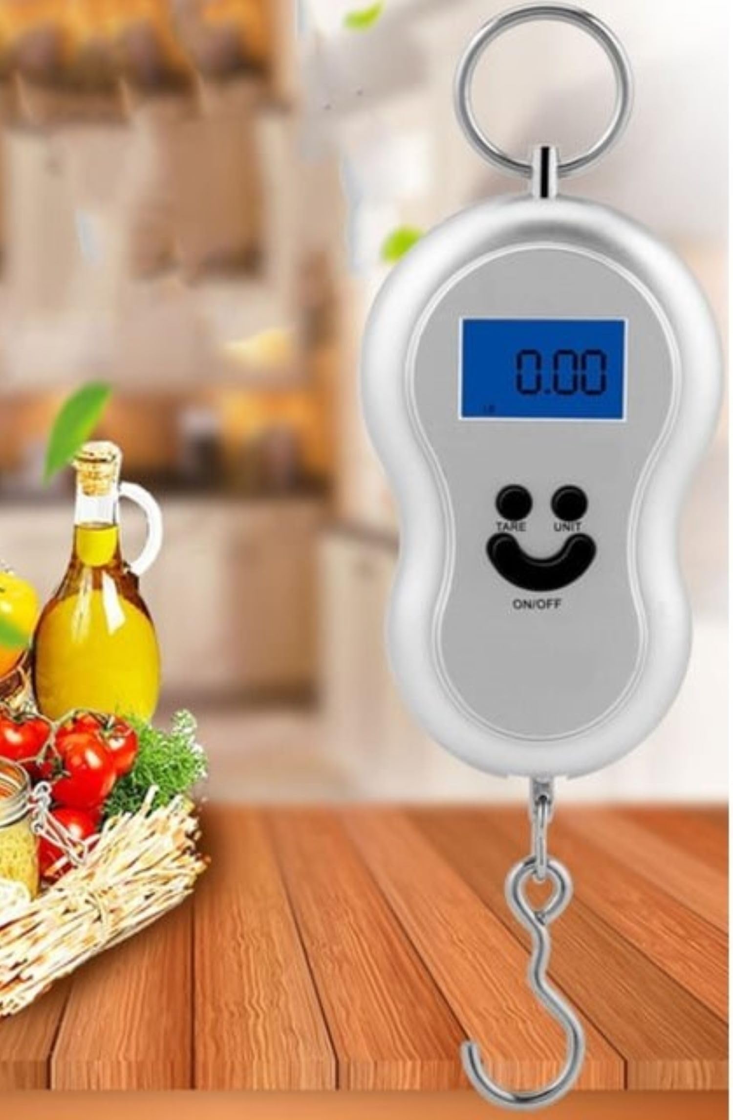 Busstier Gülen Yüz Pilli Dijital Bagaj Tartısı, 50 Kg Kapasite, Pratik ve Taşınabilir Valiz Ağırlık Ölçme Tartısı
